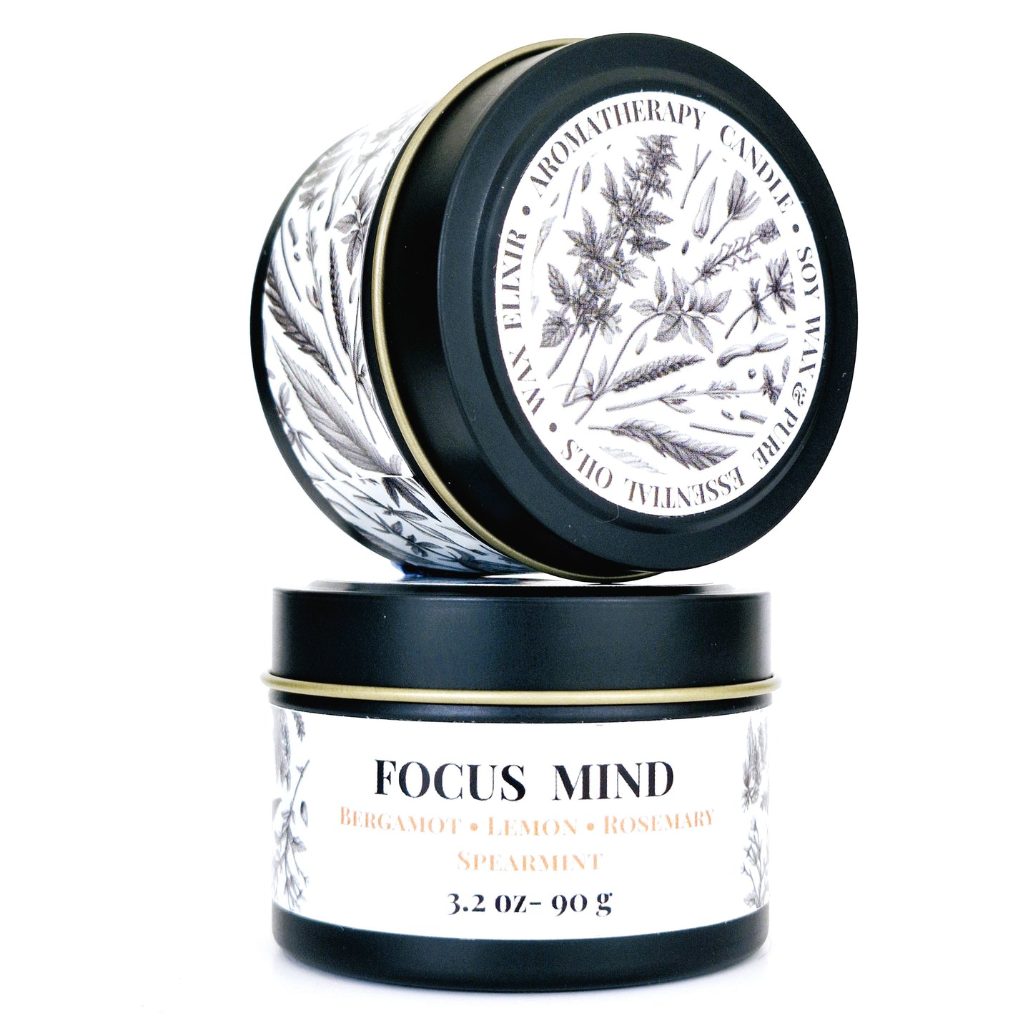 Focus Mind Aromatherapy Tin Candle 90g MEMORY • REFRESHING • ENERGIZING