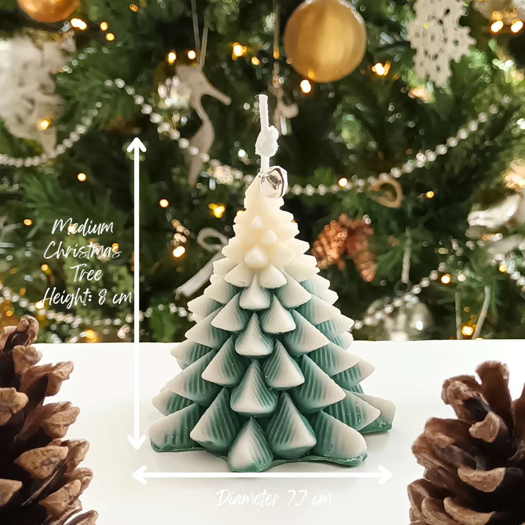 Christmas Tree Candle white & green with Black Spruce Forest Scent