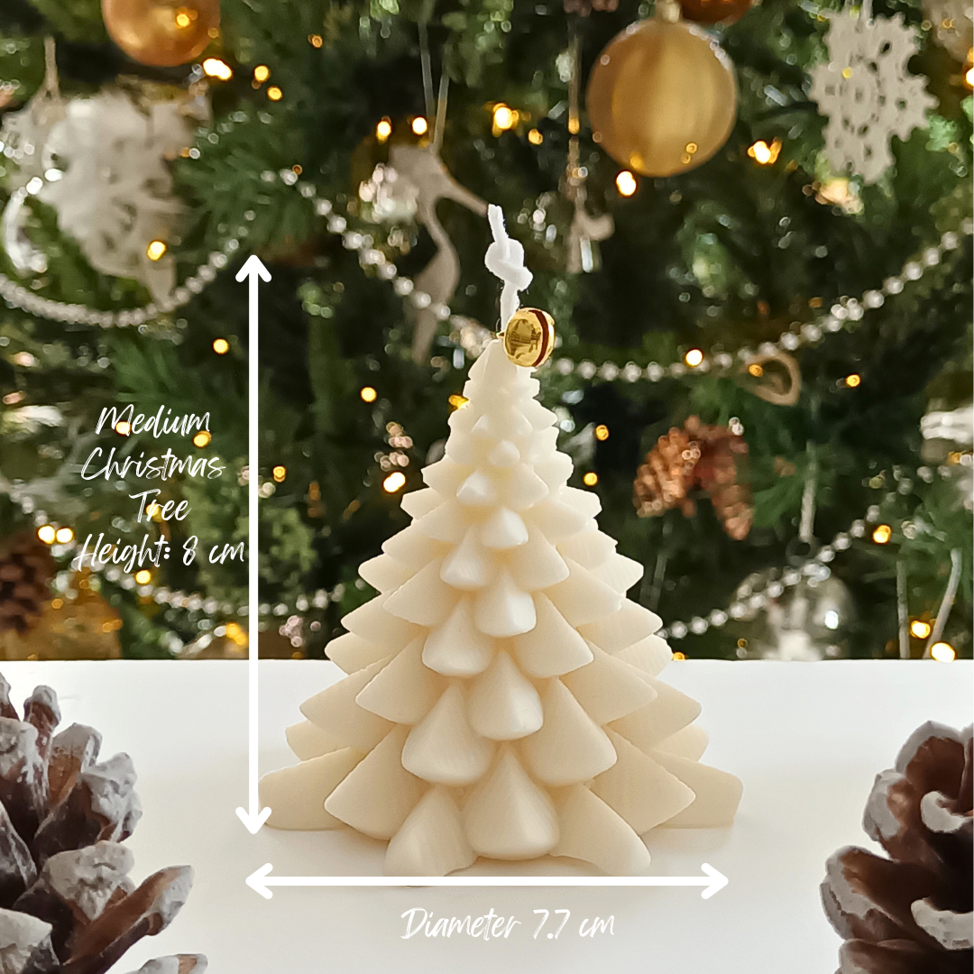 Christmas Tree Candle white with Black Spruce Forest Scent