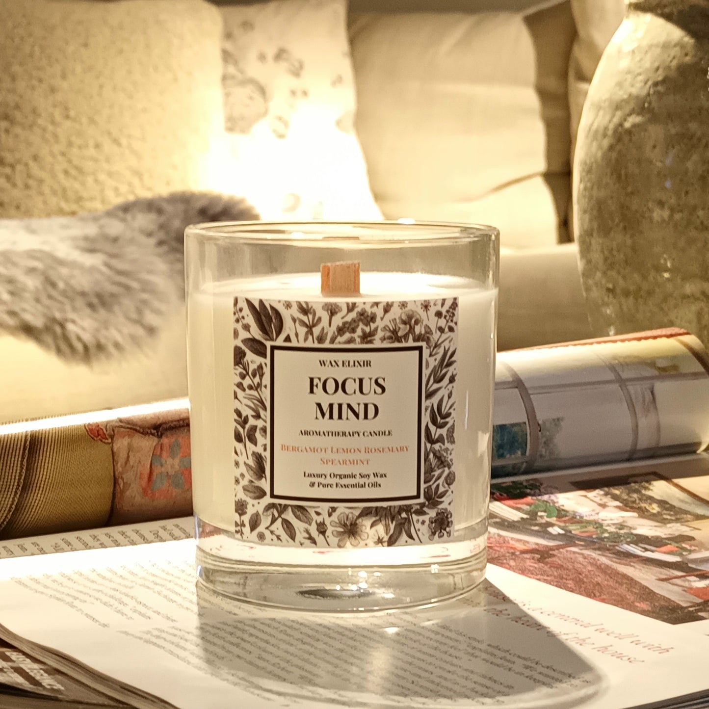 Focus Mind Clarity Ritual Candle • Bergamot • Lemon • Rosemary • Spearmint