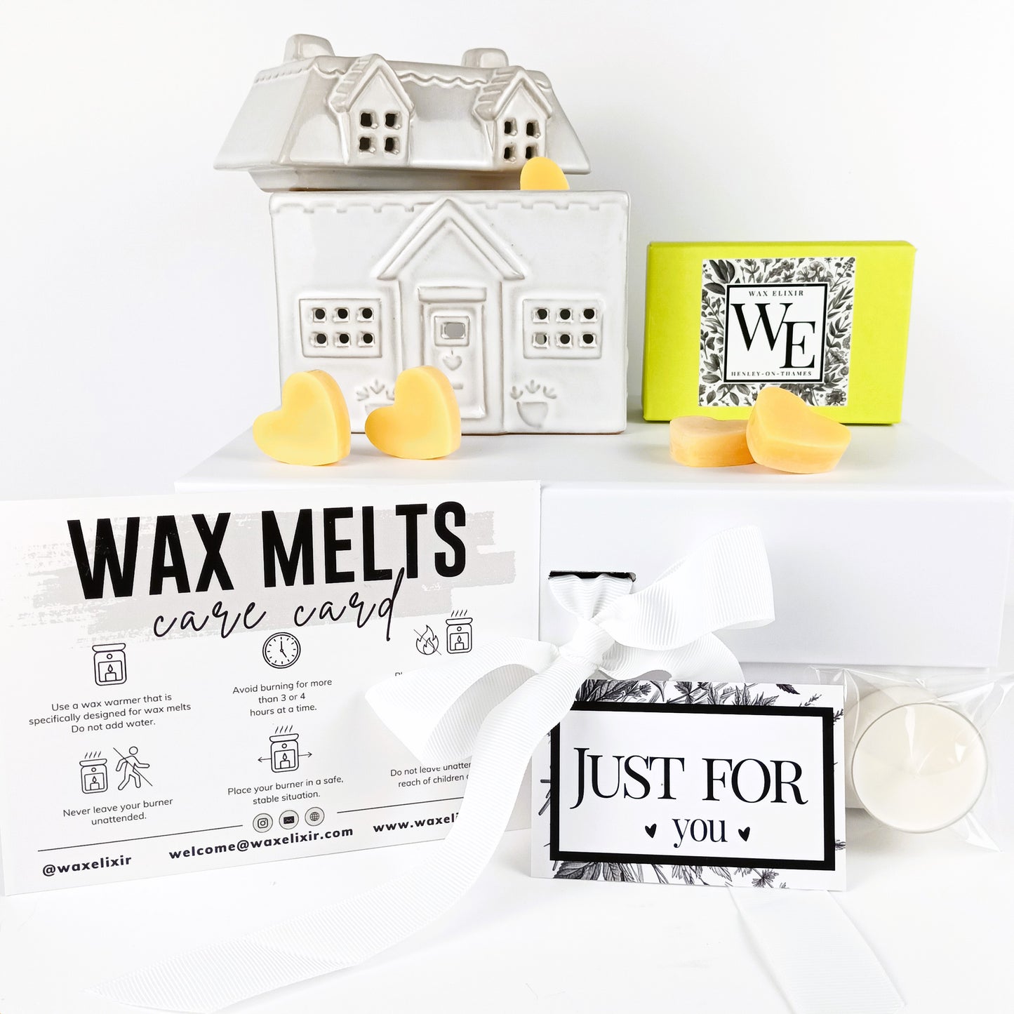 House Wax Burner and Lemongrass & Ginger Heart Wax Melts in Luxury Gift Box