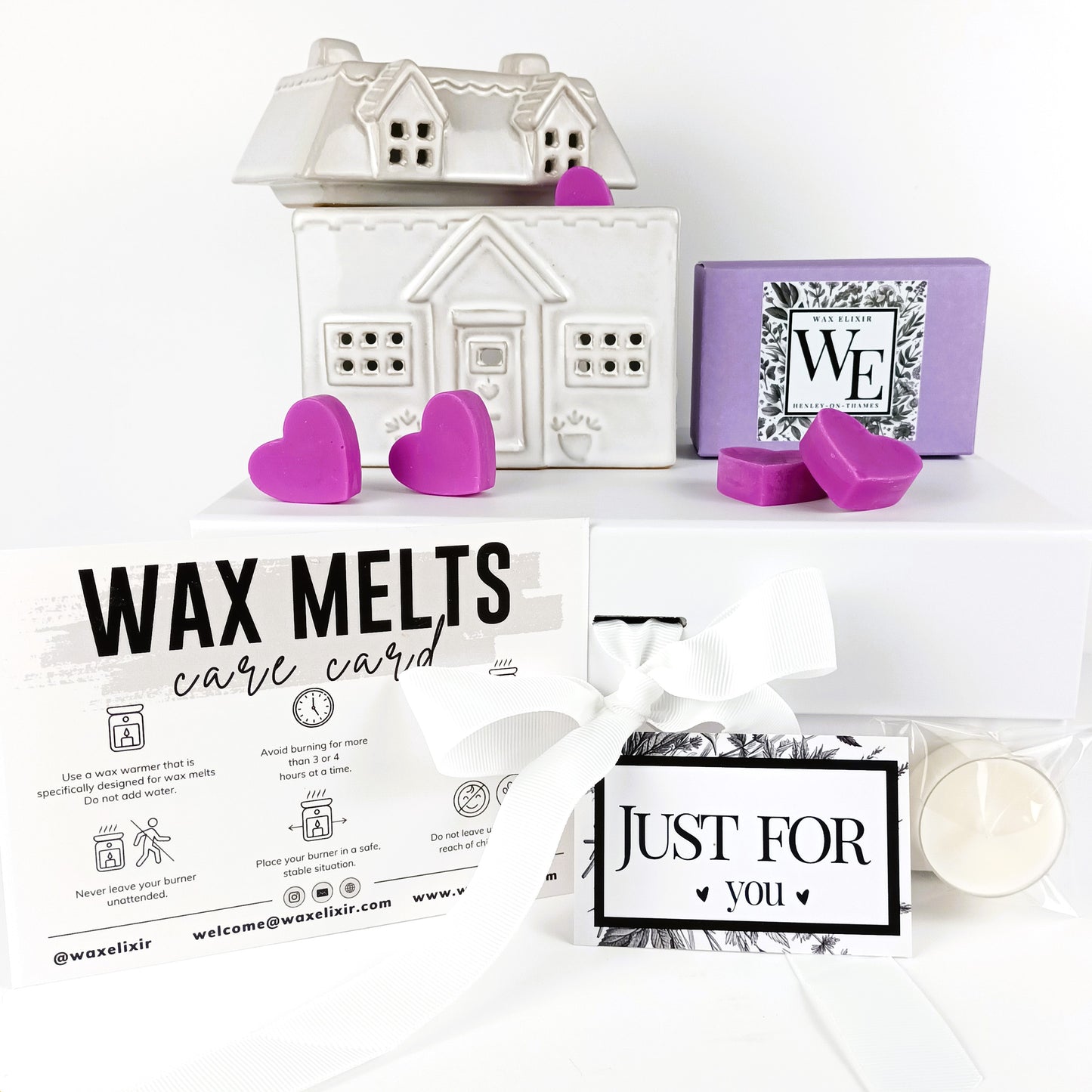 House Wax Burner and Bergamot & Mandarin Heart Wax Melts in Luxury Gift Box