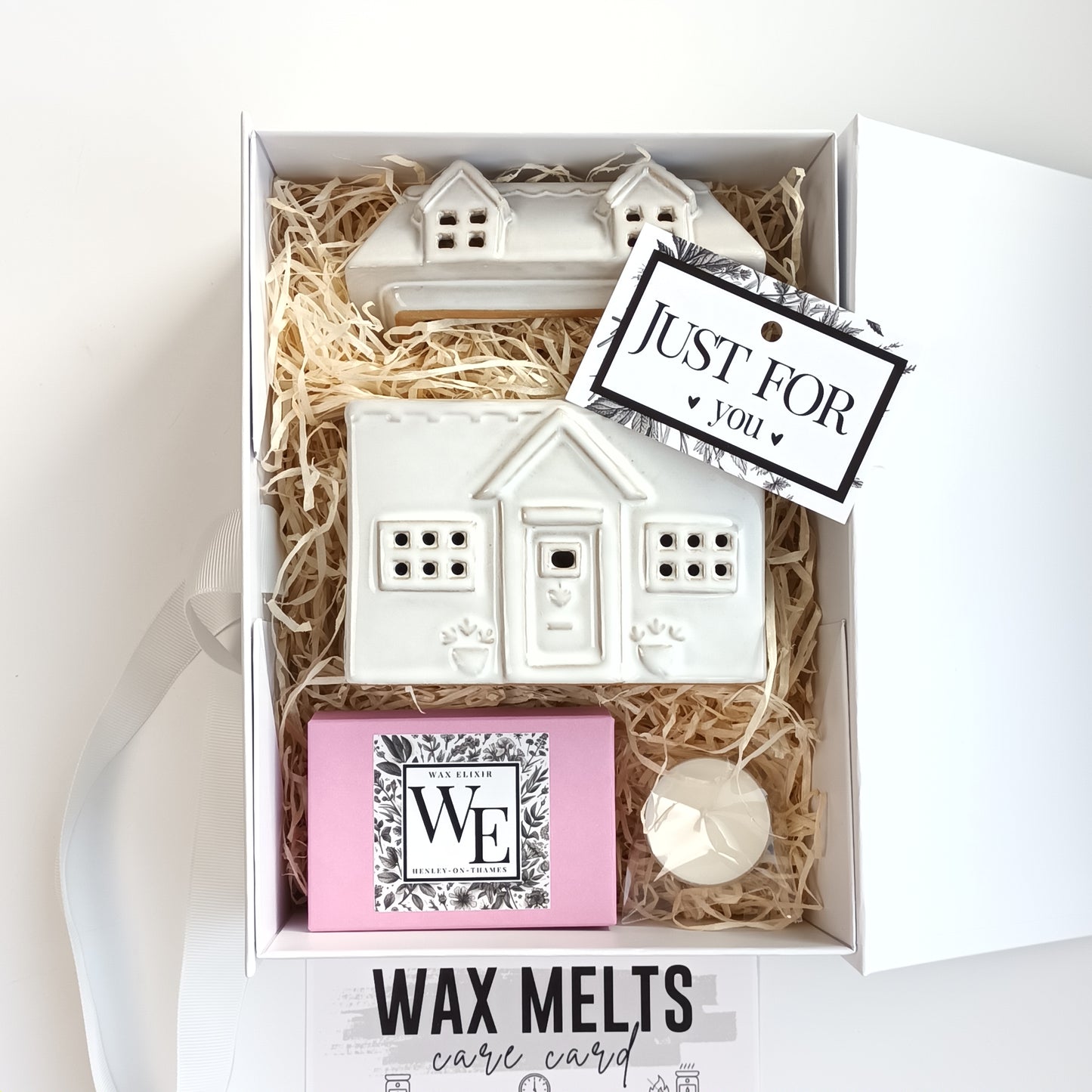 House Wax Burner and Plum Rose & Patchouli Heart Wax Melts in Luxury Gift Box