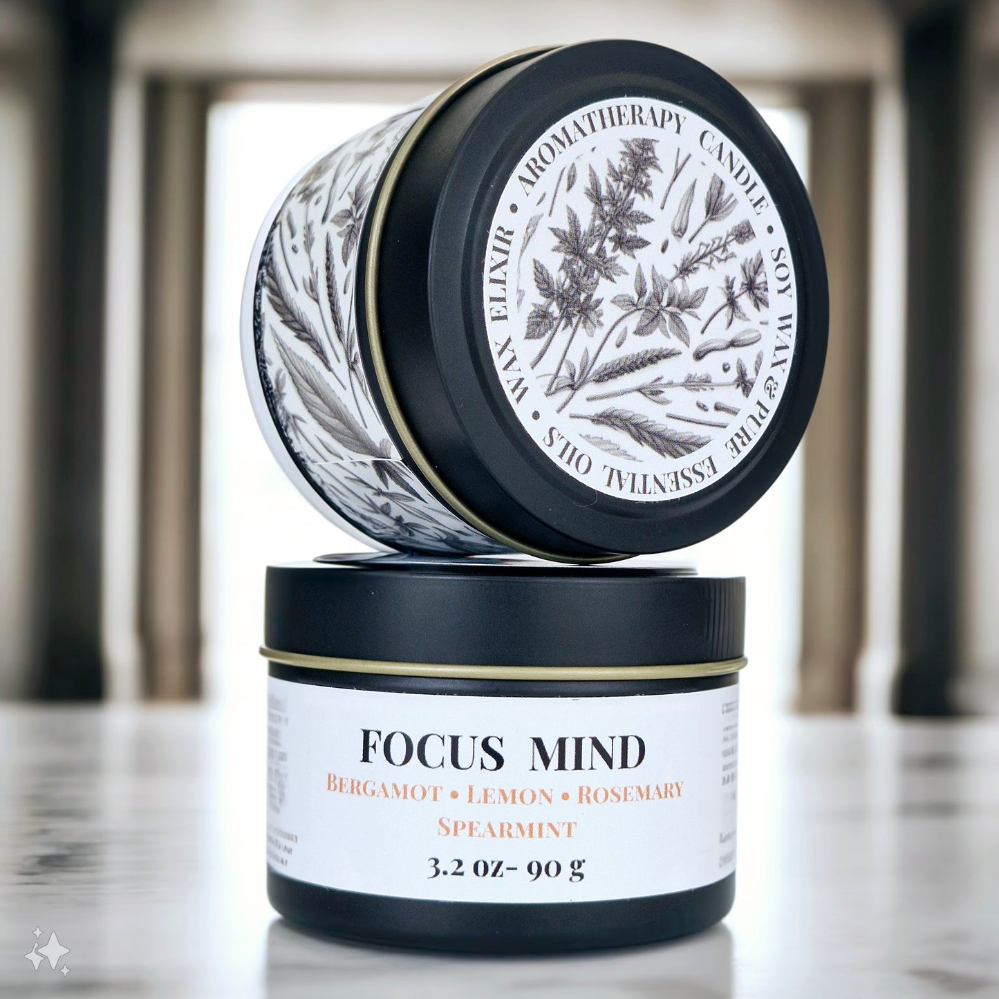 Focus Mind Aromatherapy Tin Candle 90g MEMORY • REFRESHING • ENERGIZING