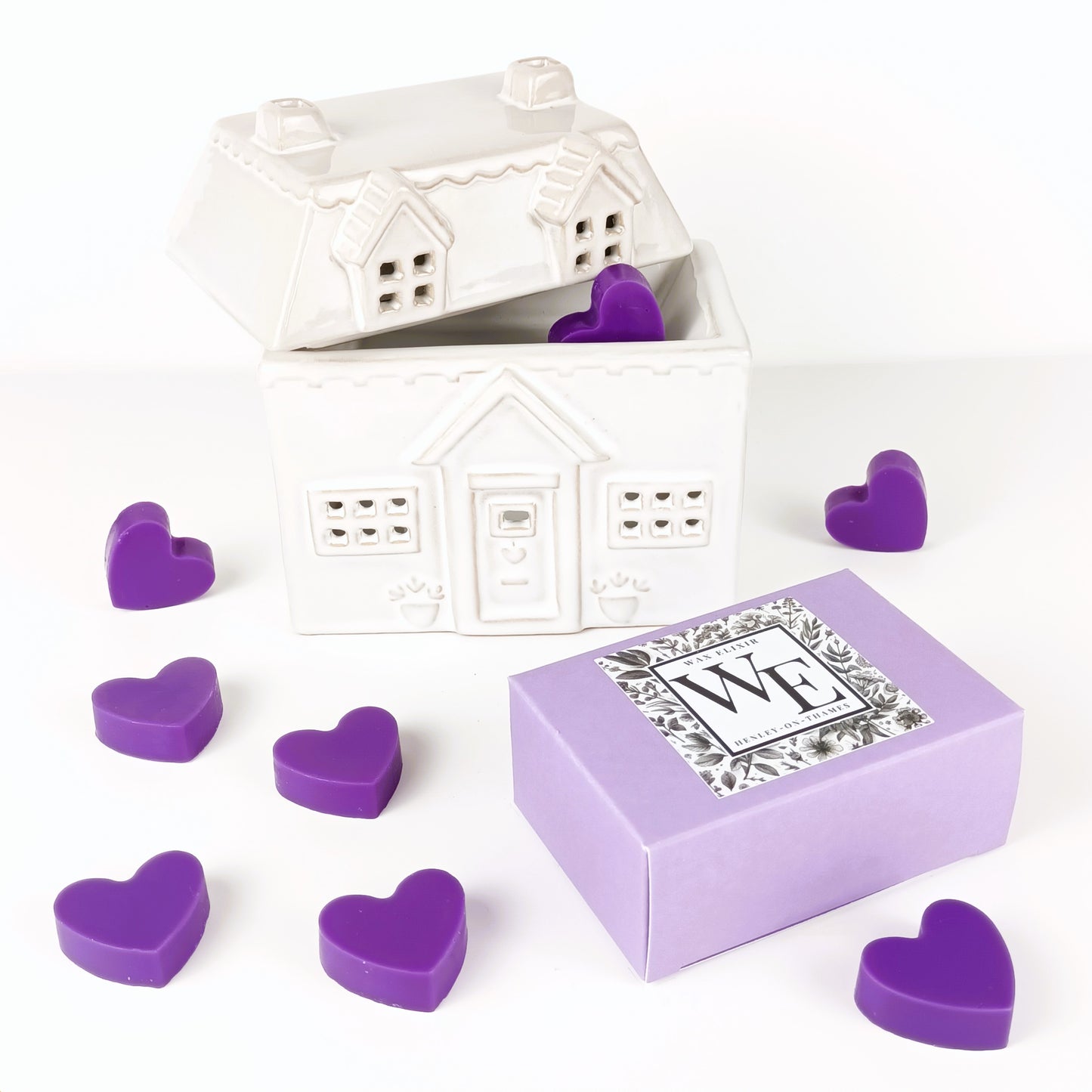 House Wax Burner and Bergamot & Mandarin Heart Wax Melts in Luxury Gift Box