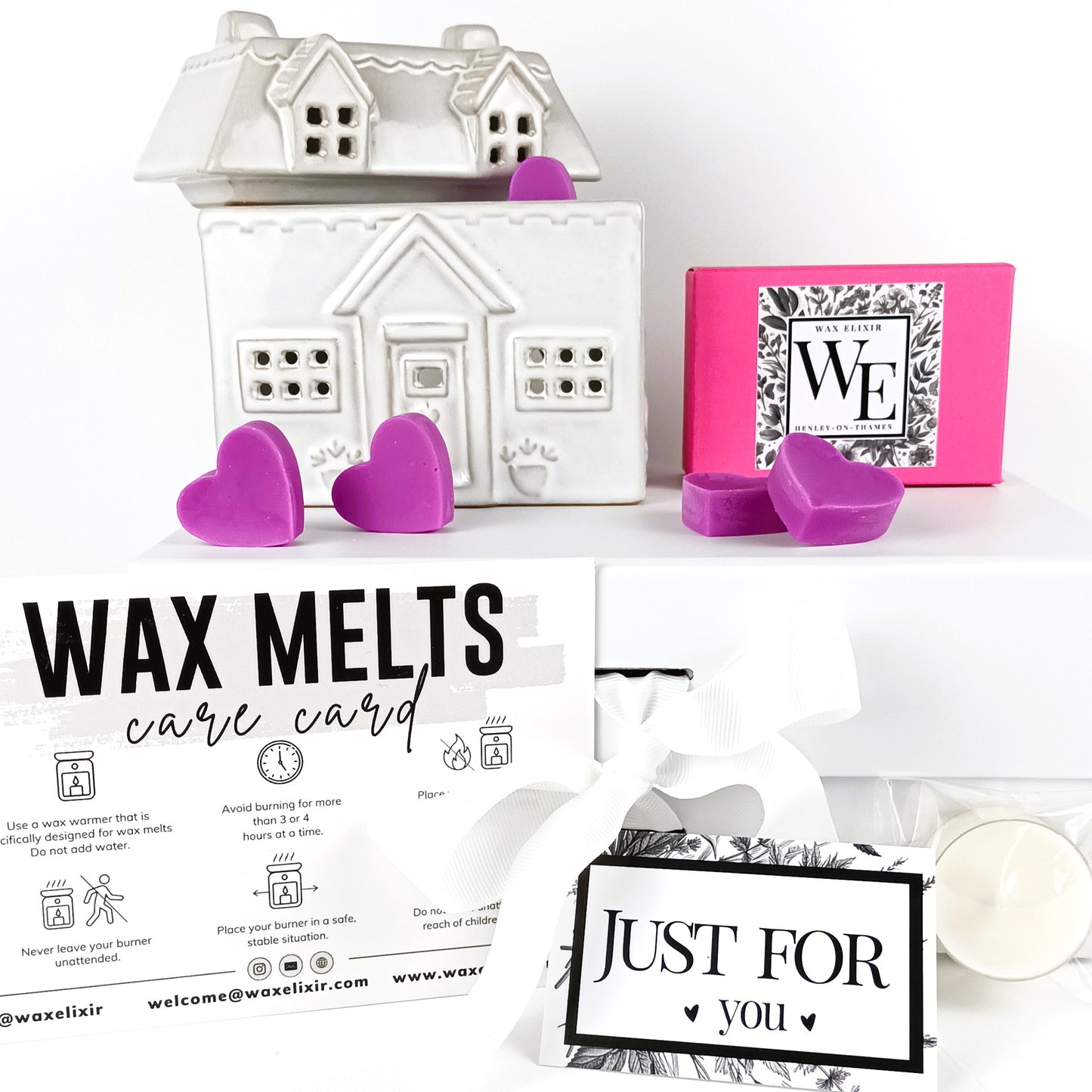 House Wax Burner and Pink Pepper & Rose Heart Wax Melts in Luxury Gift Box