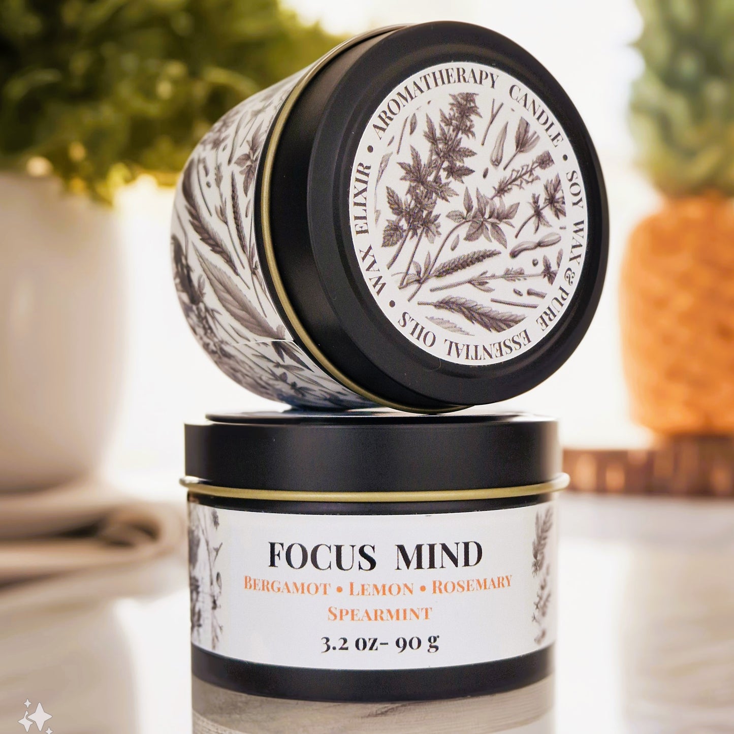 Focus Mind Aromatherapy Tin Candle 90g MEMORY • REFRESHING • ENERGIZING