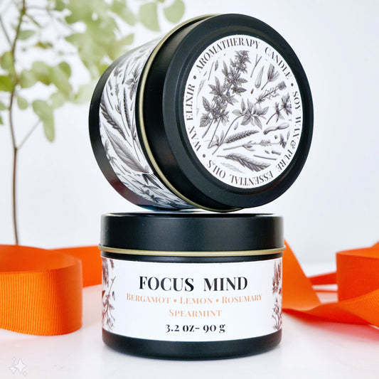 Focus Mind Aromatherapy Tin Candle 90g MEMORY • REFRESHING • ENERGIZING