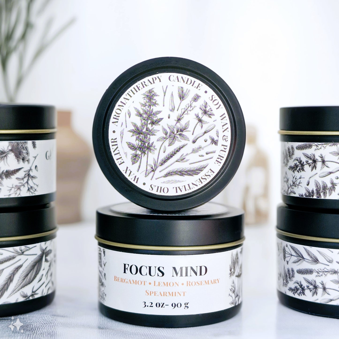 Focus Mind Aromatherapy Tin Candle 90g MEMORY • REFRESHING • ENERGIZING