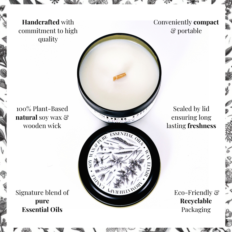 Focus Mind Aromatherapy Tin Candle 90g MEMORY • REFRESHING • ENERGIZING