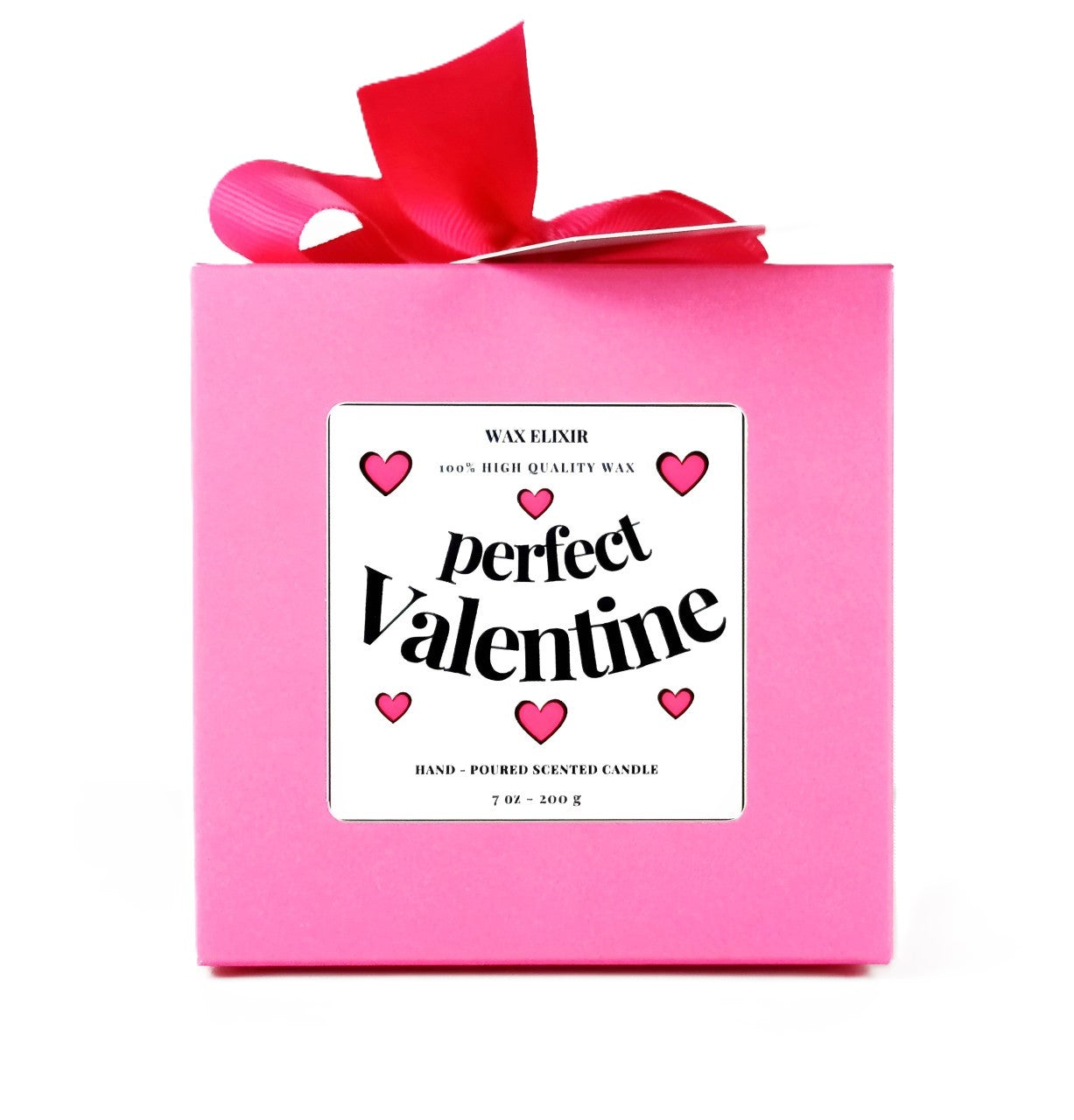 Handmade Soy Wax Valentine’s Day Candle Gift For Her in Hot Pink Gift Pack with Bag & Swing Tag